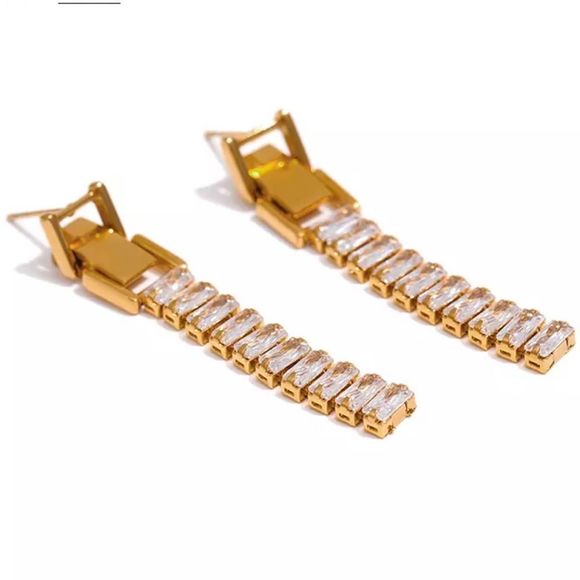 18K GOLD PLATED STAINLESS STEEL WATCH BAND DIAMOND CUT CRYSTALS VINTAGE NEW - Picture 1 of 13